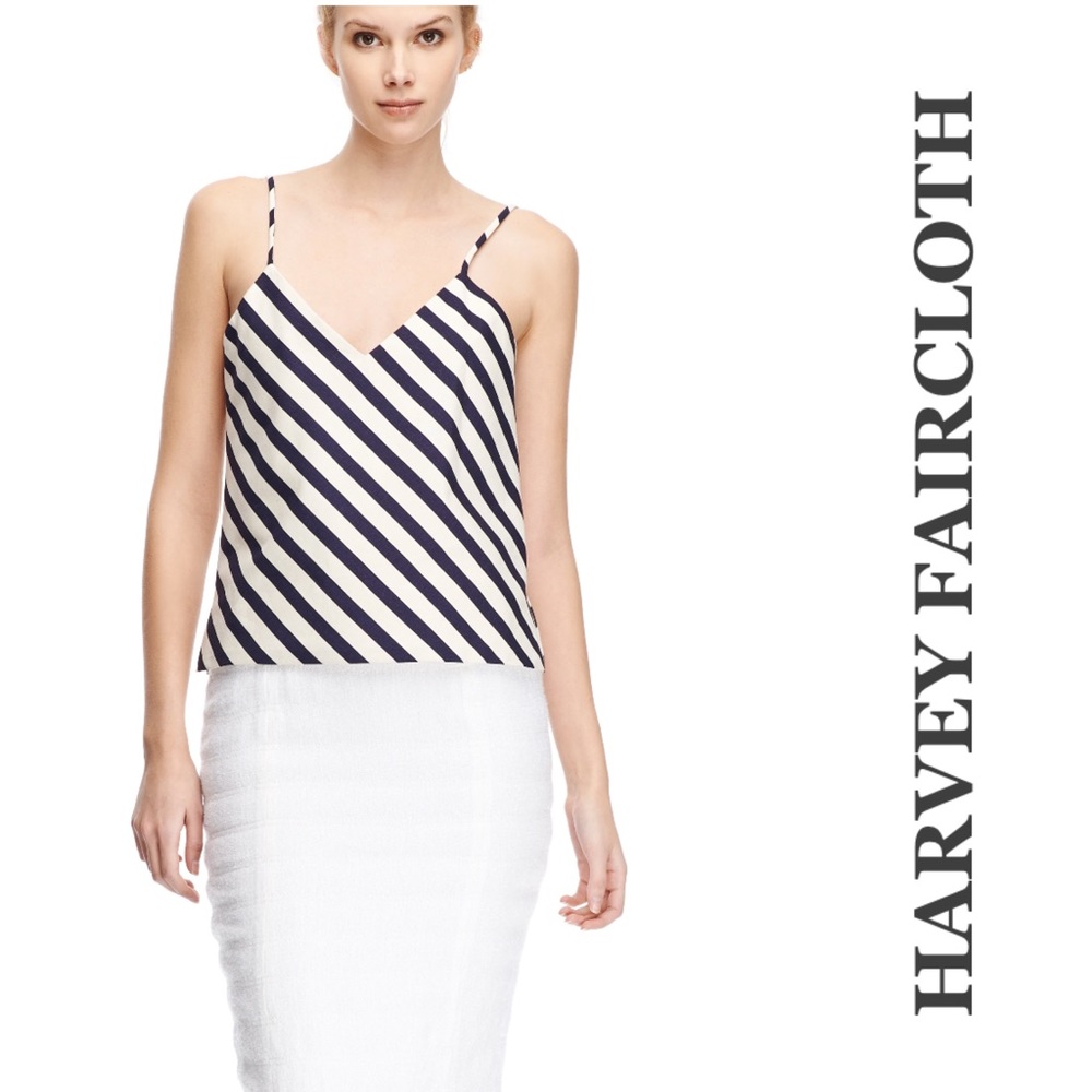 HARVEY FAIRCLOTH NWT Navy and Ivory Striped Tank Top Size 8